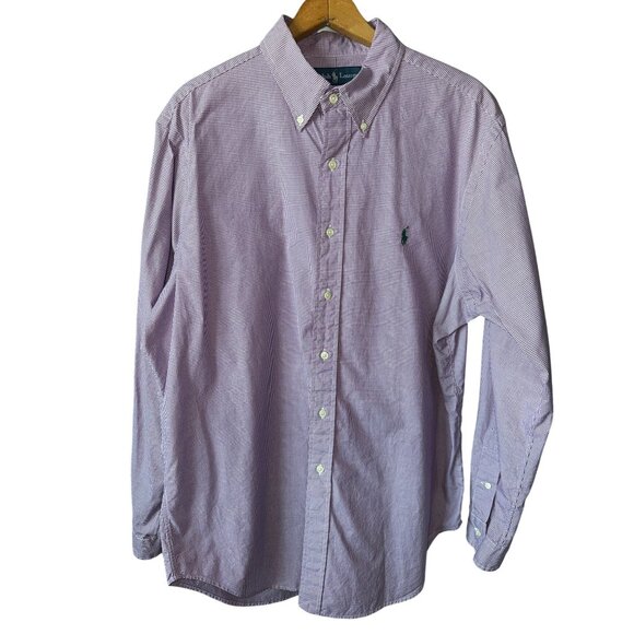 Ralph Lauren Classic Fit Purple Gingham Button-Down Shirt Long Sleeve 16 1/2 XXL - Picture 1 of 5